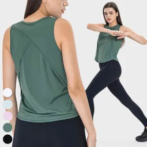 بلوزات رياضية سريعة الجفاف بدون اكمام - Quick Dry Sleeveless Cross Stitch Sports Tops Breathable