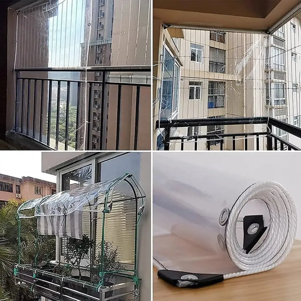 0.35mm Transparent Pvc Tarpaulin 99.9% Waterproof Garden Succulent Plants Awnings Balcony Pergola Rainproof Canopy Tarp Cover