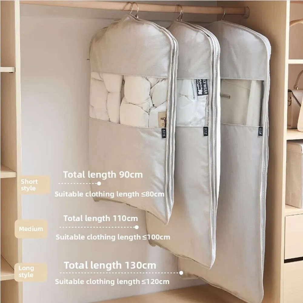 2025 Space Saving Hanging Garment Bag with Self Compression Zipper - Heavy Duty Dust Cover for Down Coats & Winter Jackets, Closet Organizer Storage Bag for Long-Term Protection (, M)
