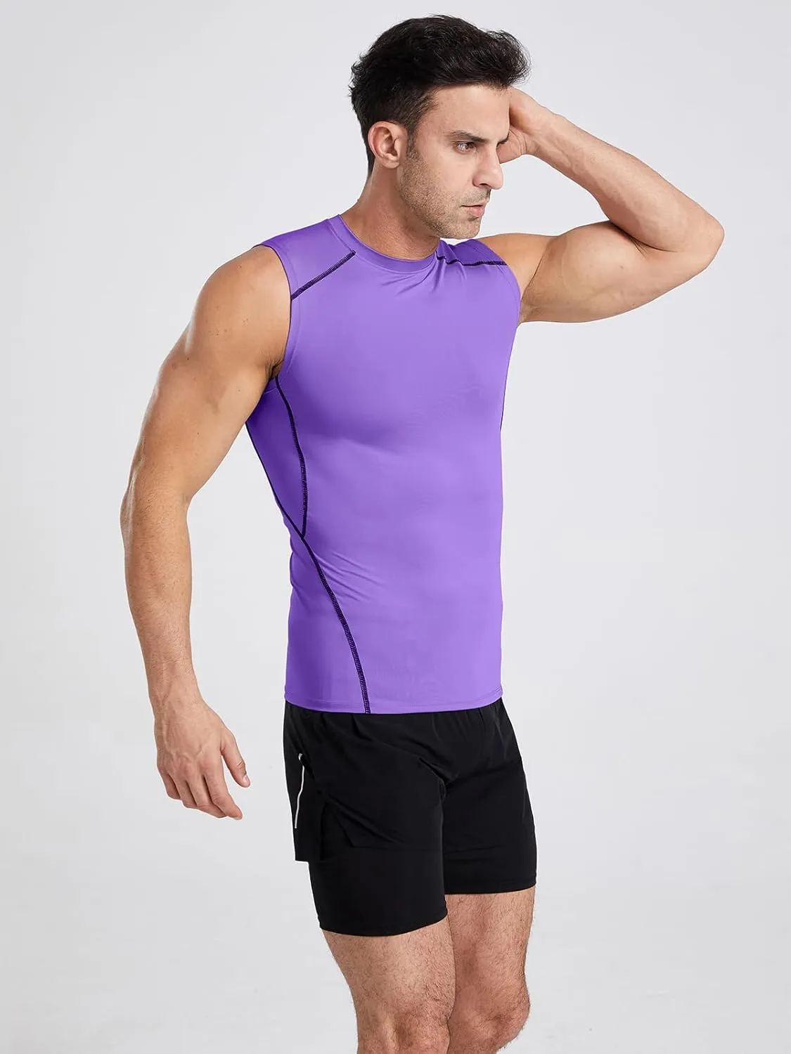 4/5/6 Pack Athletic Sleeveless Shirts for Men Workout Tank Tops Compression Tank Top Gym Muscle Shirts for Running
