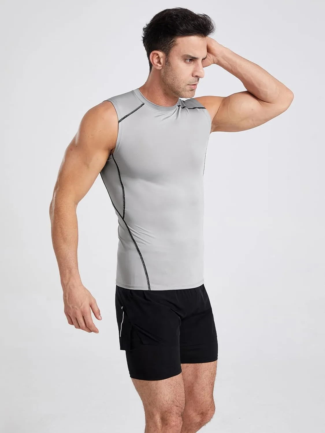 4/5/6 Pack Athletic Sleeveless Shirts for Men Workout Tank Tops Compression Tank Top Gym Muscle Shirts for Running