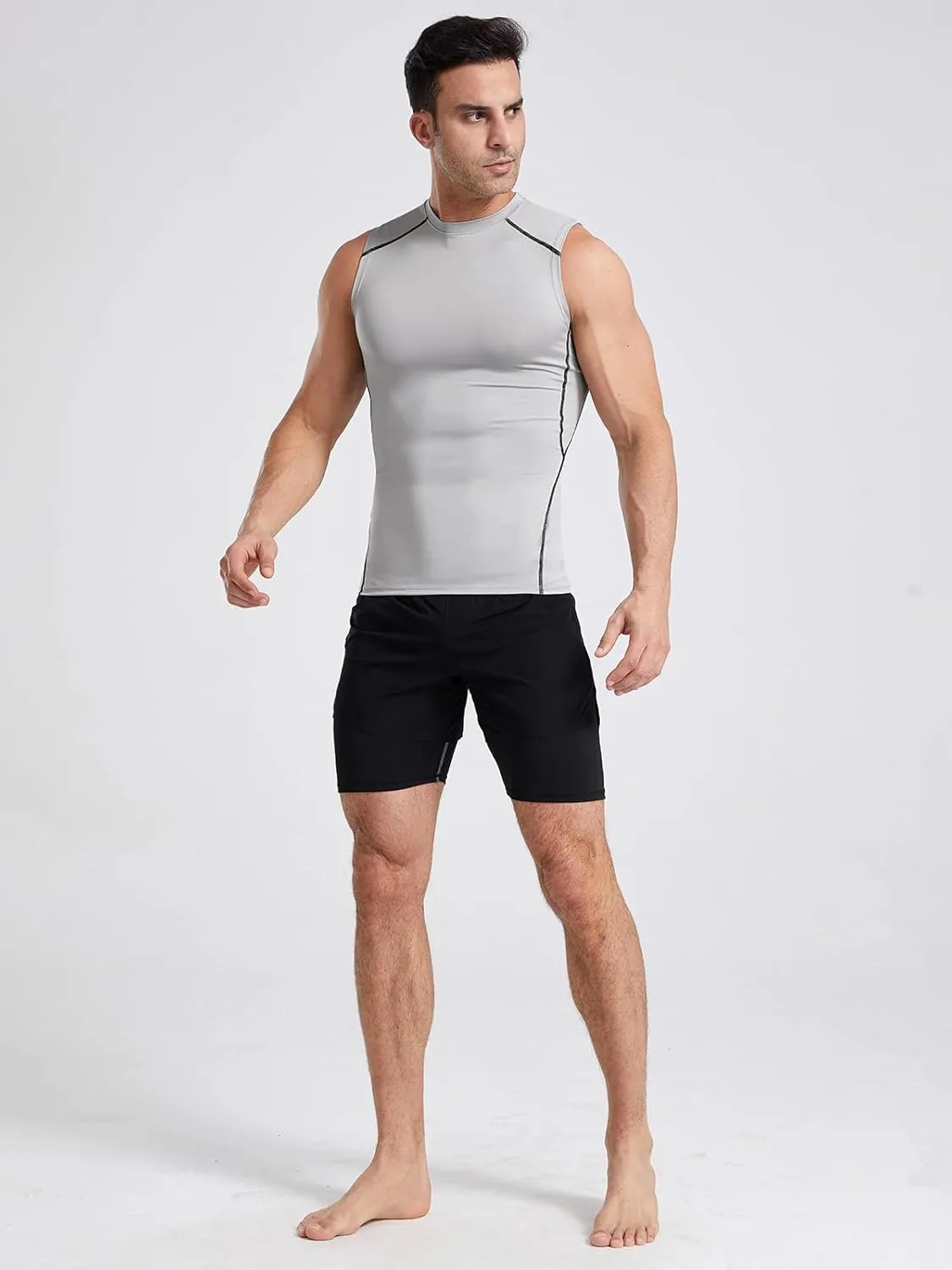4/5/6 Pack Athletic Sleeveless Shirts for Men Workout Tank Tops Compression Tank Top Gym Muscle Shirts for Running
