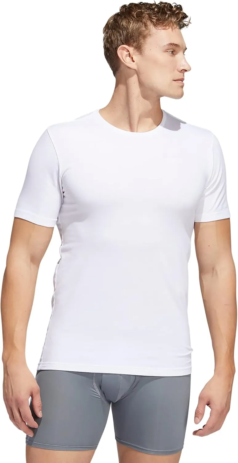adidas Men's Stretch Cotton Crew Neck Undershirts (2-Pack)