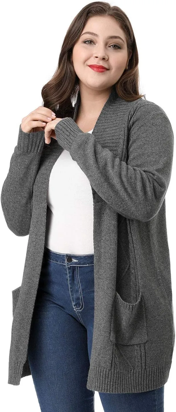 Agnes Orinda Women's Plus Size Classic Cardigan Sweaters Long Sleeve with Pockets Lightweight Cardigans