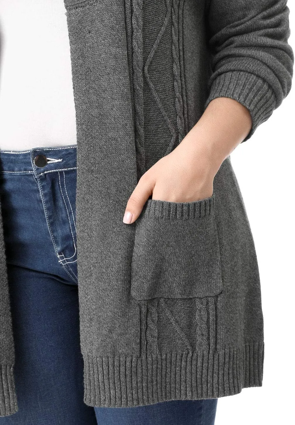 Agnes Orinda Women's Plus Size Classic Cardigan Sweaters Long Sleeve with Pockets Lightweight Cardigans