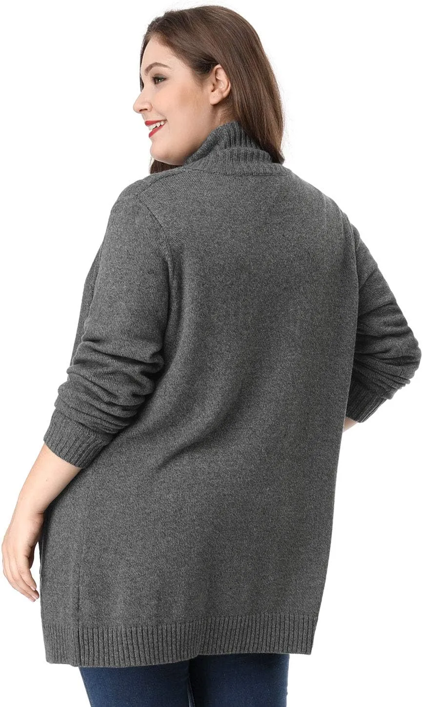 Agnes Orinda Women's Plus Size Classic Cardigan Sweaters Long Sleeve with Pockets Lightweight Cardigans