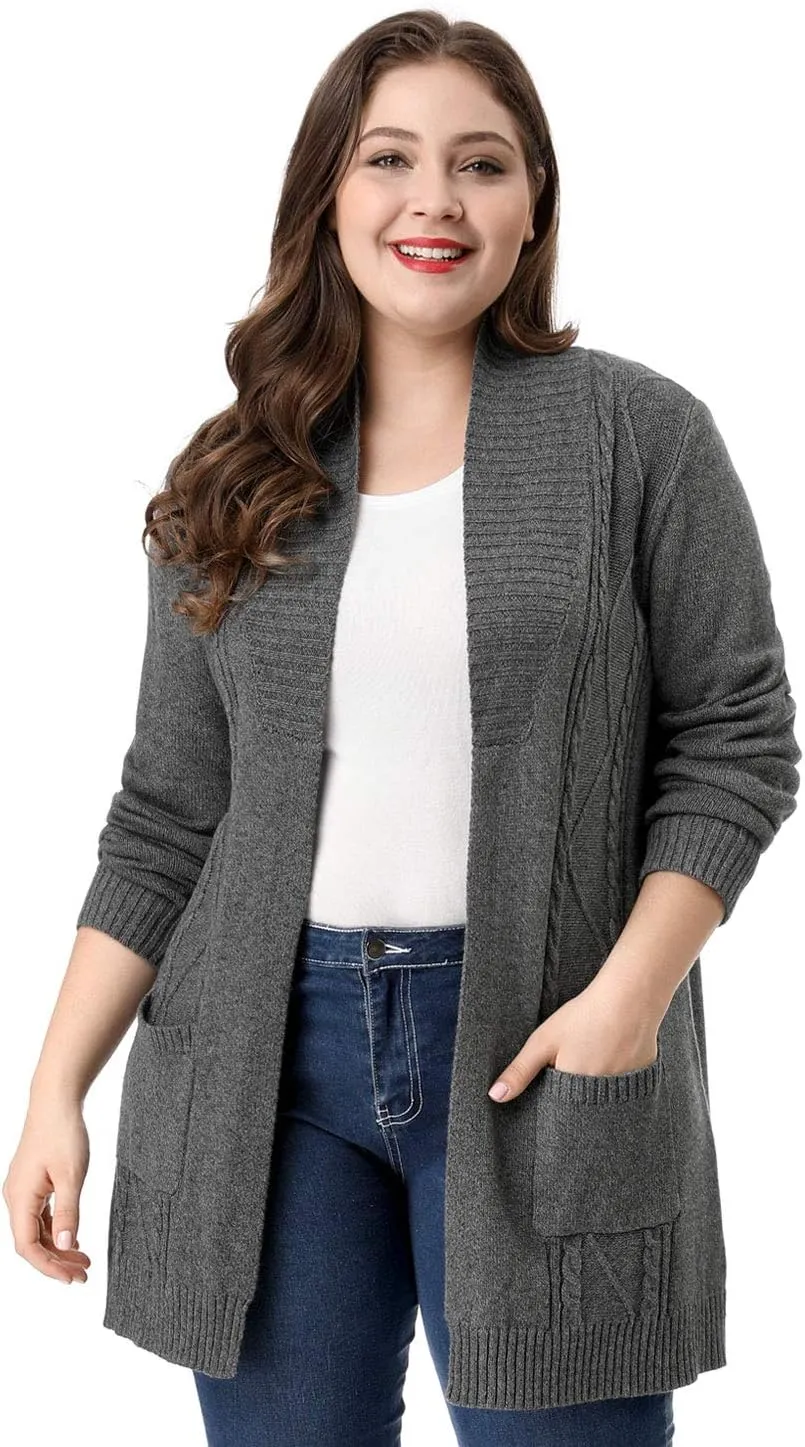 Agnes Orinda Women's Plus Size Classic Cardigan Sweaters Long Sleeve with Pockets Lightweight Cardigans