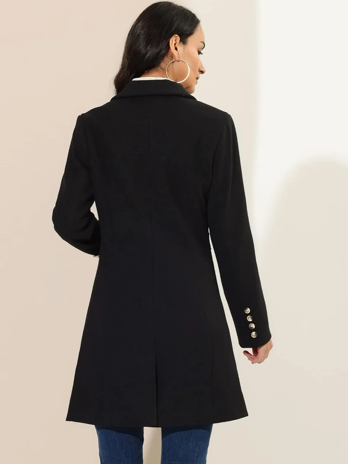 Allegra K Women's Trench Coats Single Breasted Long Outerwear Winter Coat