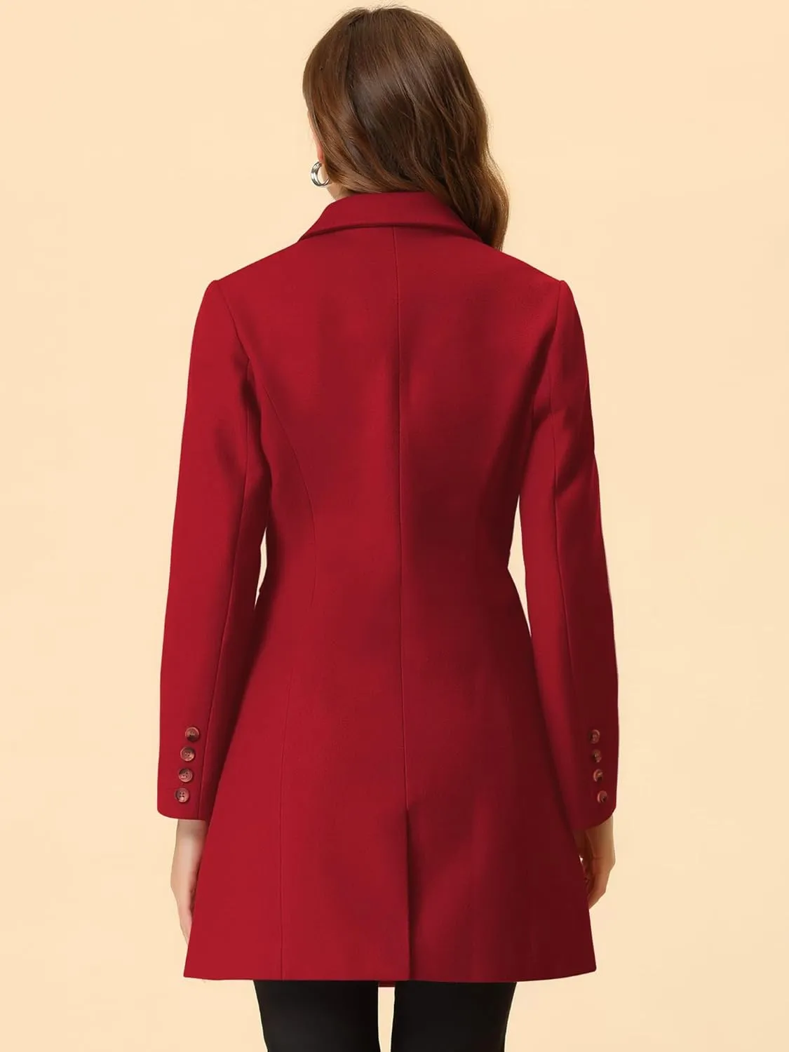 Allegra K Women's Trench Coats Single Breasted Long Outerwear Winter Coat