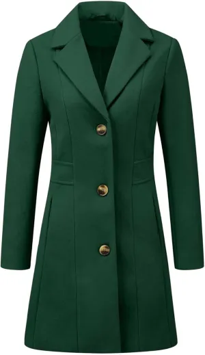 Allegra K Women's Trench Coats Single Breasted Long Outerwear Winter Coat
