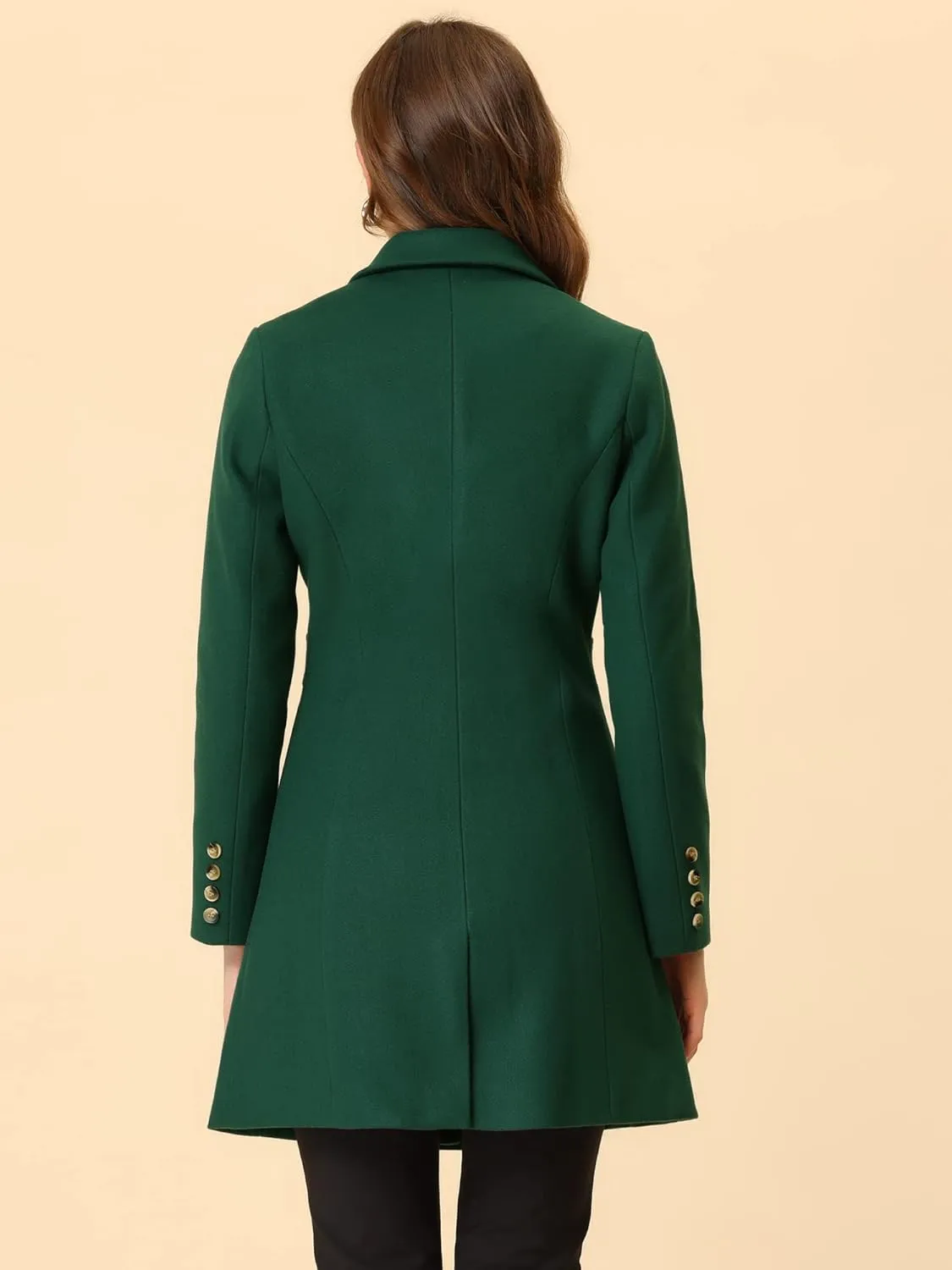 Allegra K Women's Trench Coats Single Breasted Long Outerwear Winter Coat