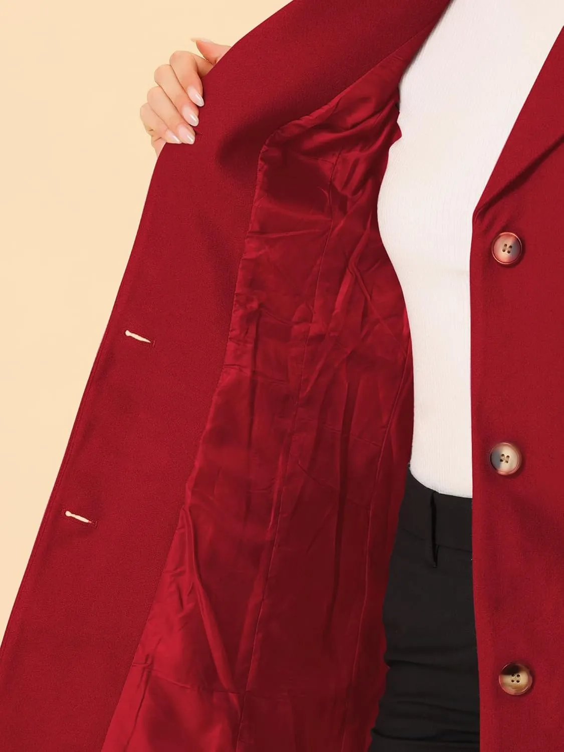 Allegra K Women's Trench Coats Single Breasted Long Outerwear Winter Coat