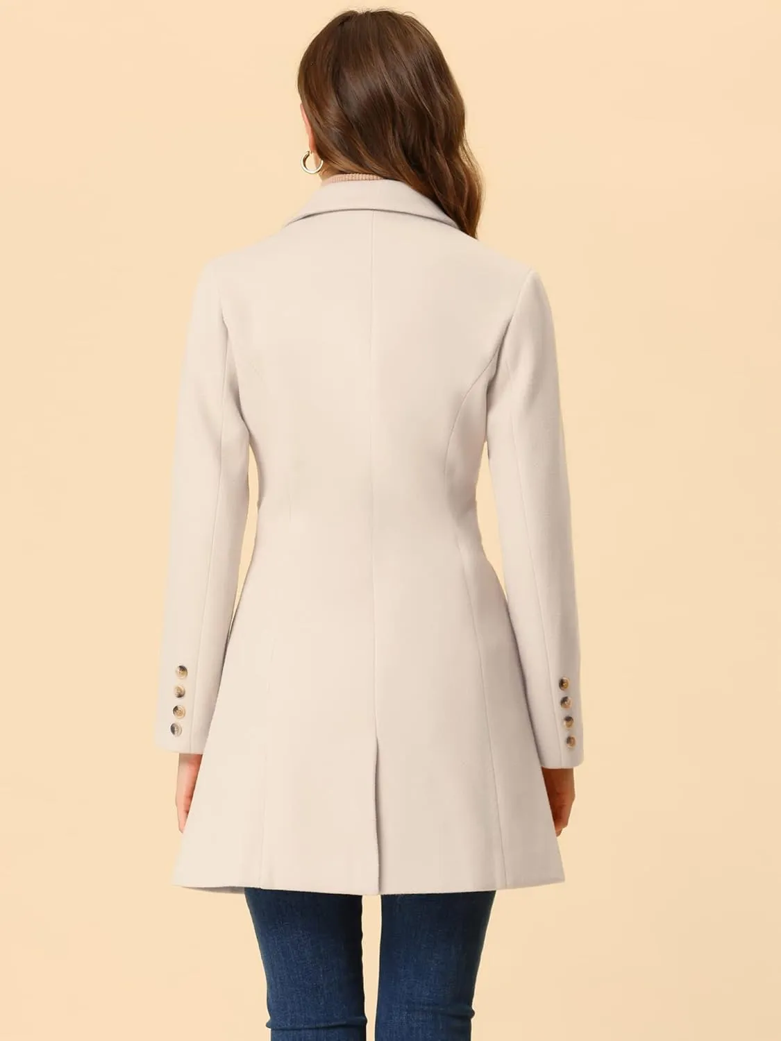 Allegra K Women's Trench Coats Single Breasted Long Outerwear Winter Coat