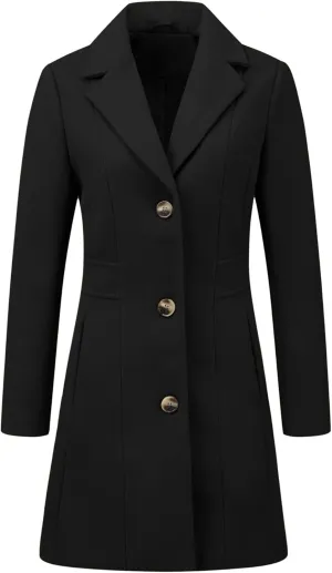 Allegra K Women's Trench Coats Single Breasted Long Outerwear Winter Coat