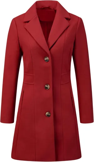 Allegra K Women's Trench Coats Single Breasted Long Outerwear Winter Coat