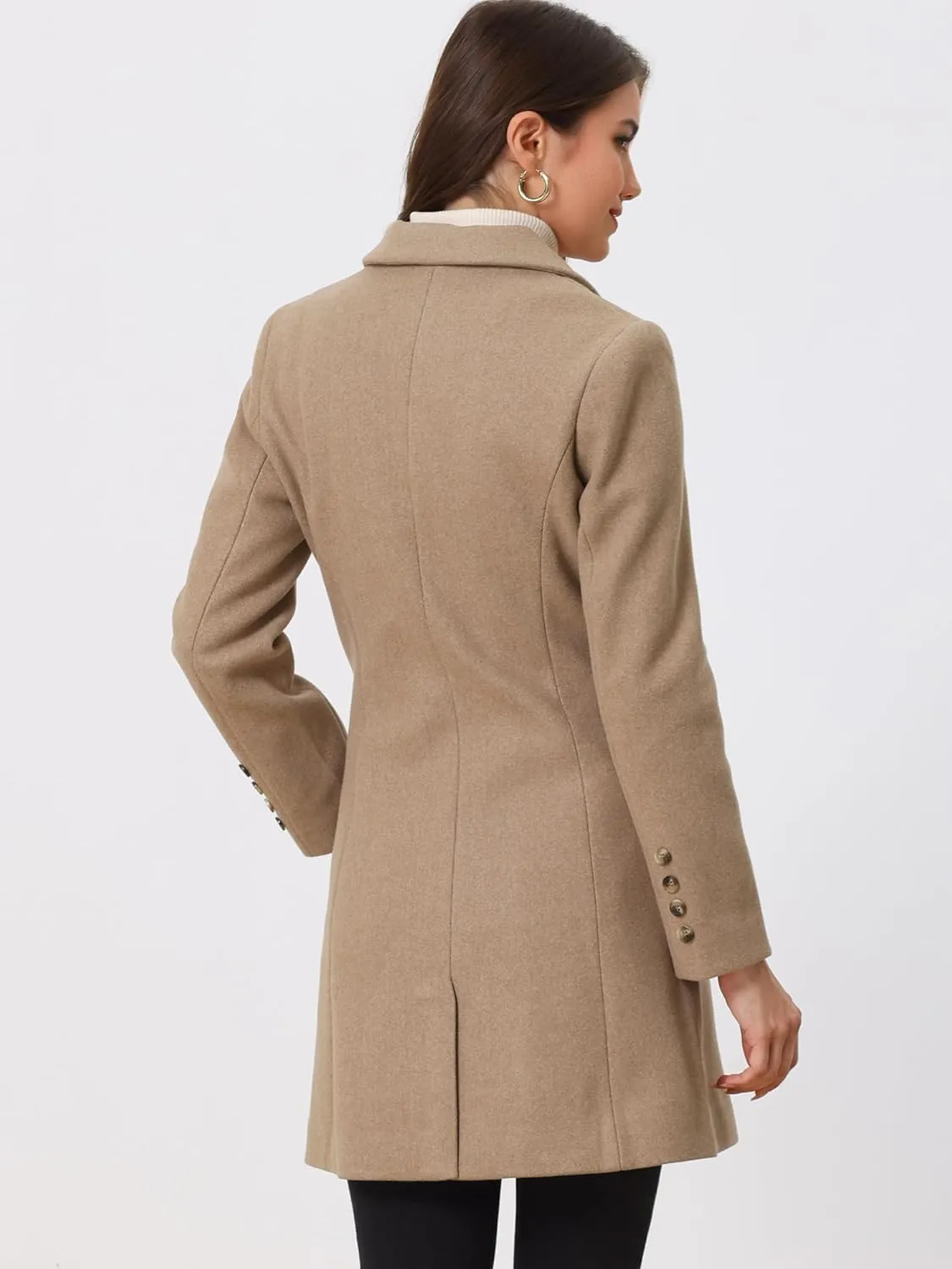 Allegra K Women's Trench Coats Single Breasted Long Outerwear Winter Coat