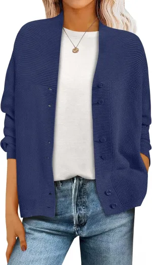 ANRABESS Womens Cardigan Sweater 2025 Casual Waffle Knit Long Sleeve Button Down Fall Fashion Jackets Outwear