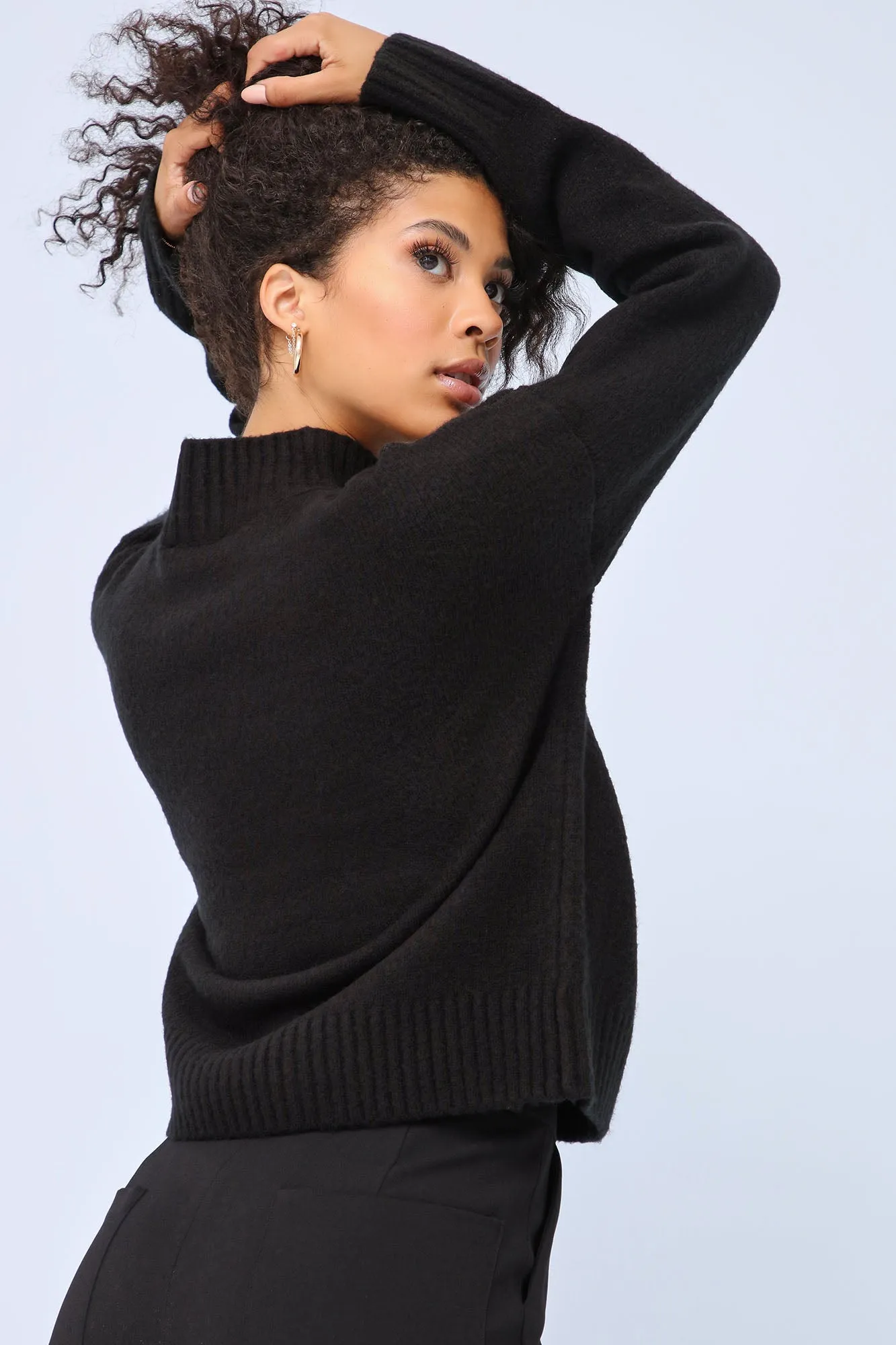 Bethany Mock Neck Sweater - Black