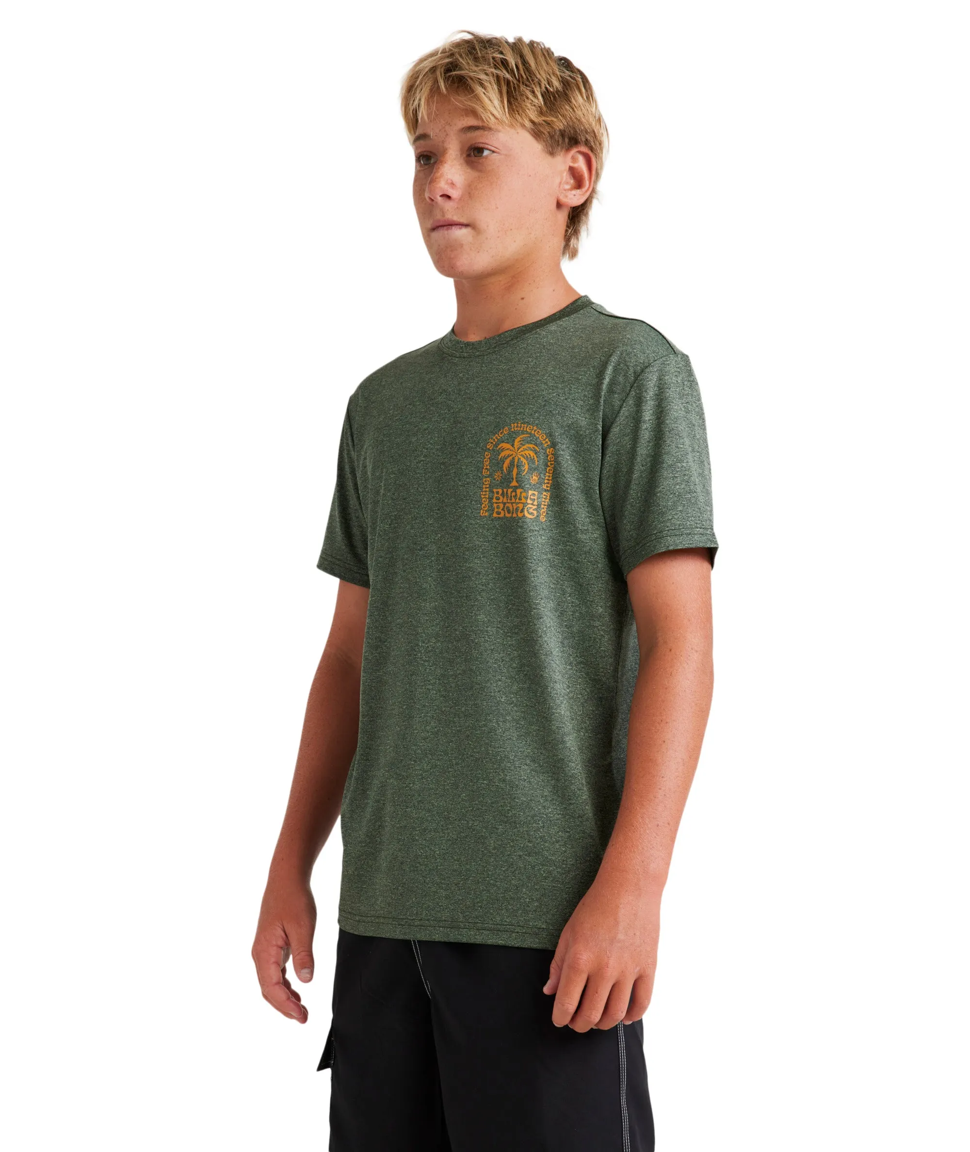 Billabong Boys Big Wave Shazza Lf Ss Rash Vest - Military Heather