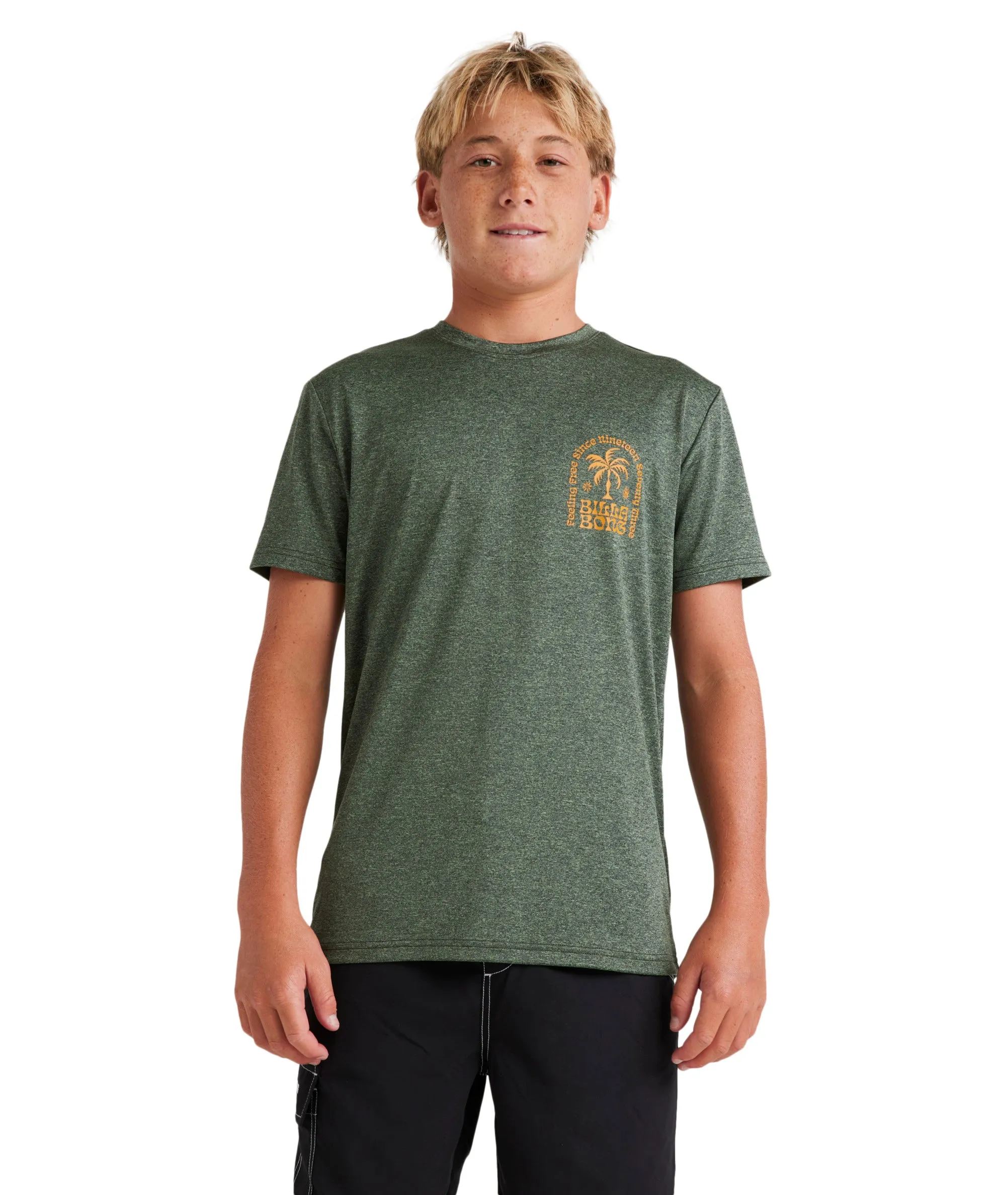 Billabong Boys Big Wave Shazza Lf Ss Rash Vest - Military Heather