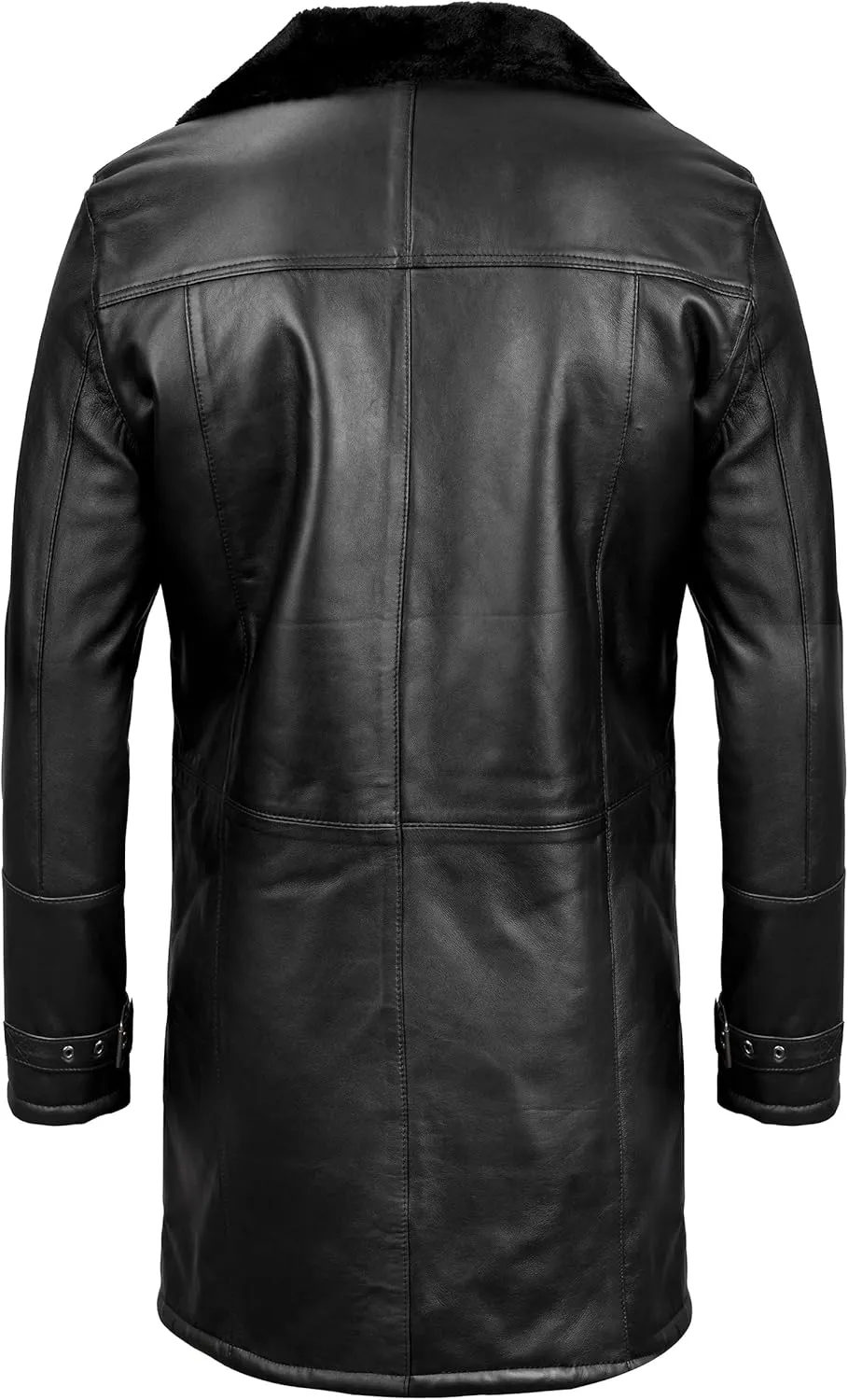 Blingsoul Black Trench Coat Men - Winter Shearling Long Leather Jackets For Men