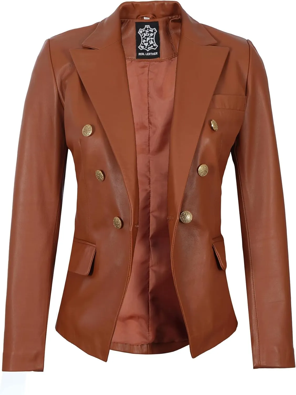 Blingsoul Leather Blazer Jacket Women - Double Breasted Leather Coats For Women