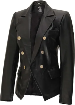 Blingsoul Leather Blazer Jacket Women - Double Breasted Leather Coats For Women