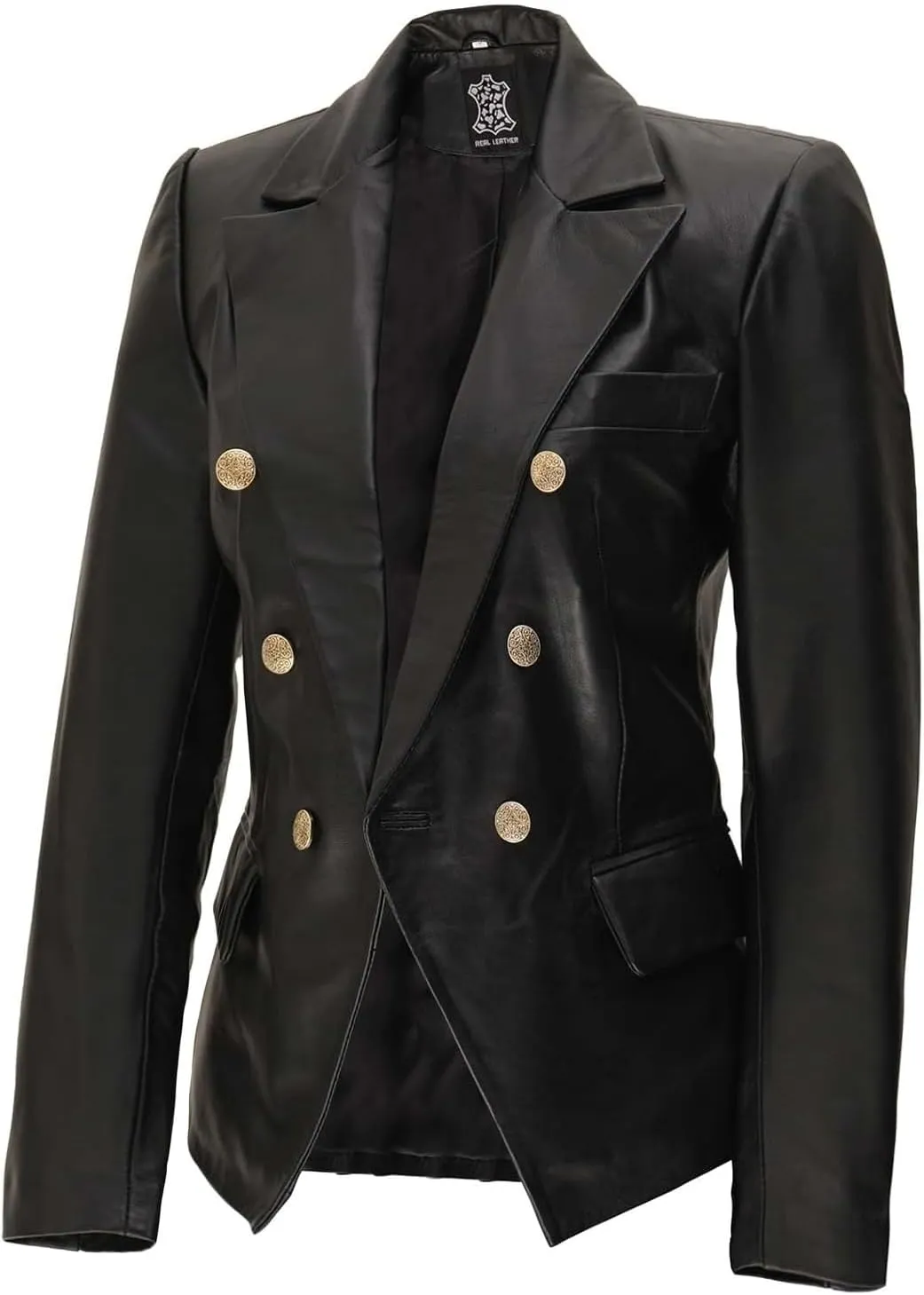 Blingsoul Leather Blazer Jacket Women - Double Breasted Leather Coats For Women
