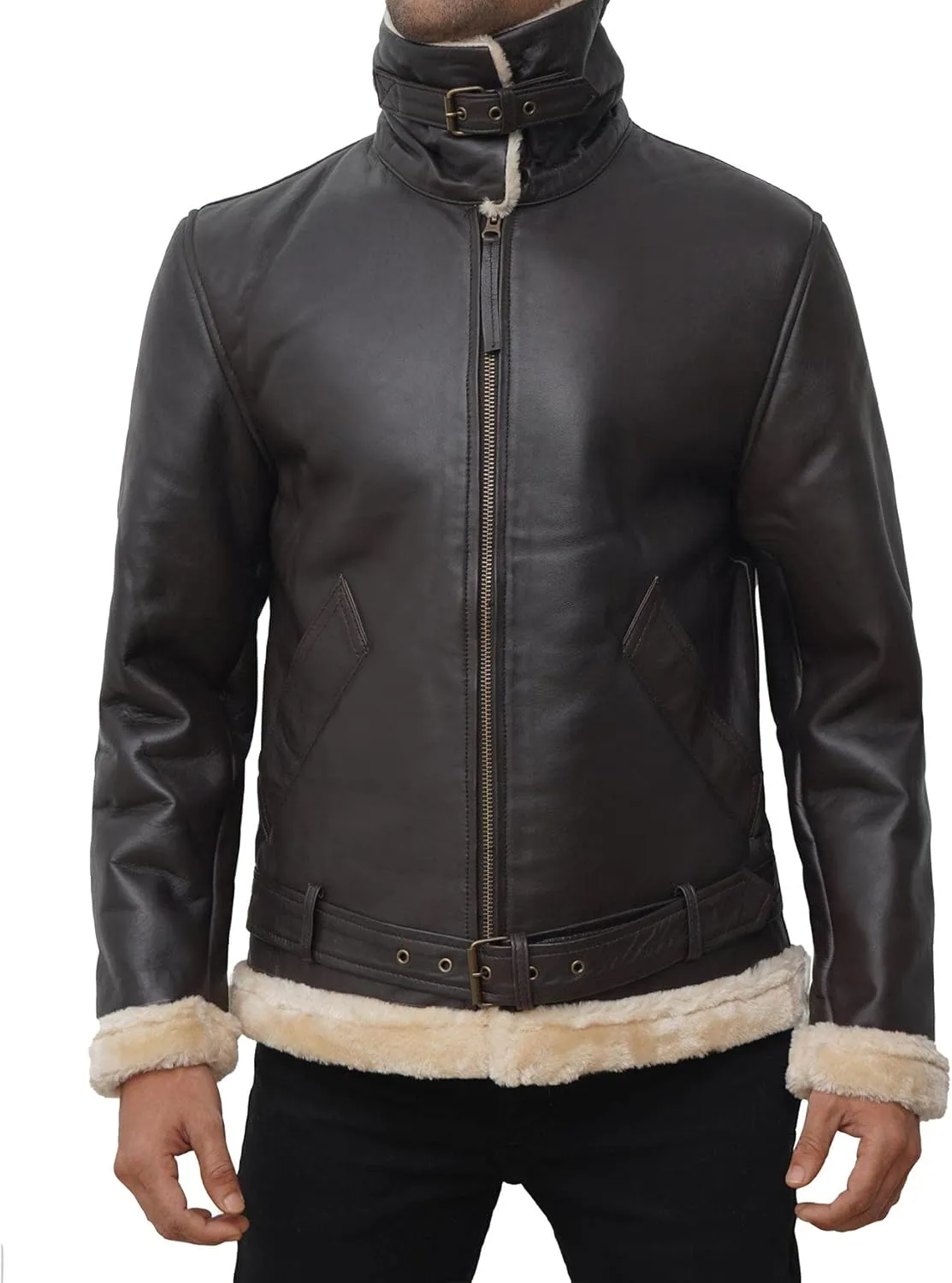 Blingsoul Shearling Leather Jackets for Men - Mens Real Leather Jacket