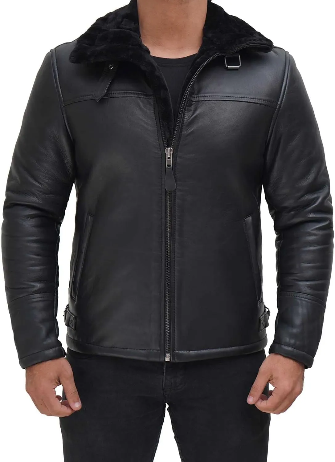 Blingsoul Shearling Leather Jackets for Men - Mens Real Leather Jacket