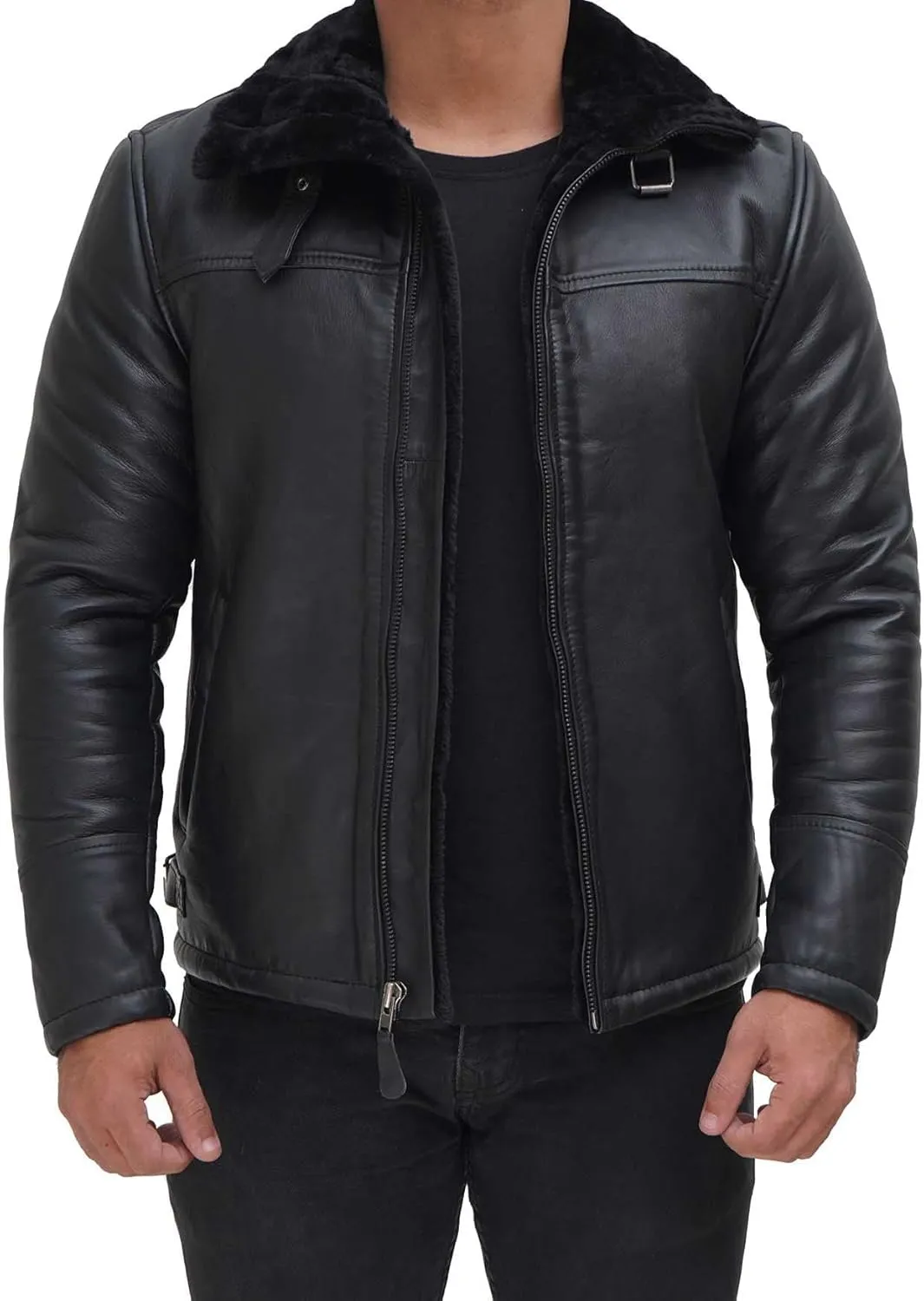Blingsoul Shearling Leather Jackets for Men - Mens Real Leather Jacket