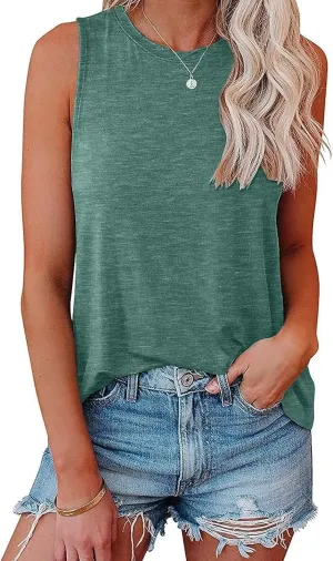 Bliwov Womens 2025 Loose Fit Tank Tops Sleeveless Crewneck Trendy Basic Casual Y2k Outfits Summer Going Out Shirts