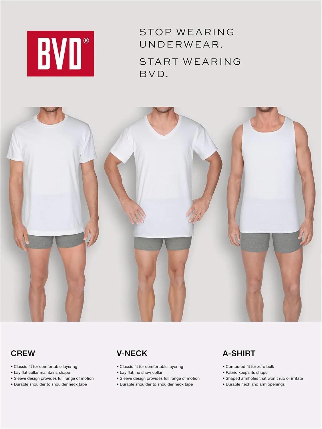 BVD Mens Ring Spun Cotton Undershirts (Tag Free & Super Soft)