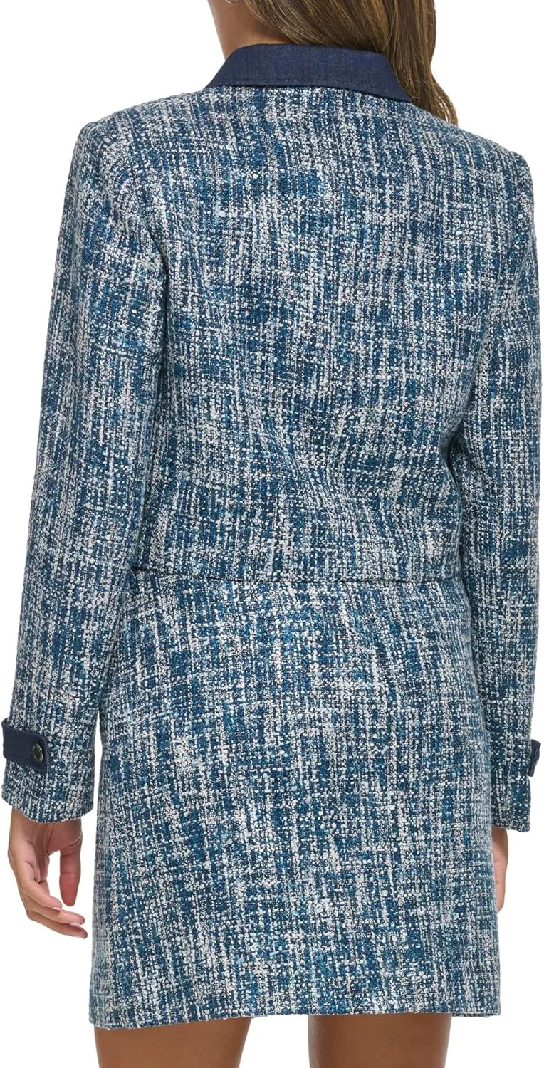 Calvin Klein Womens Tweed Cropped Blazer