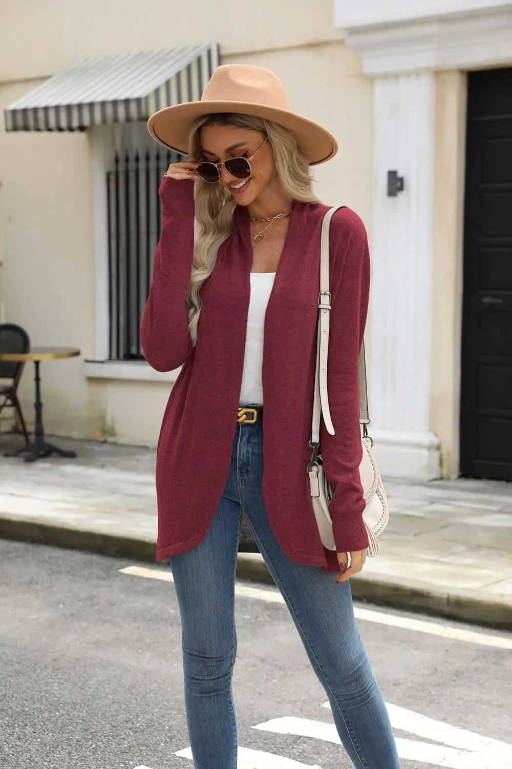 Cardigan Sweaters for Women Fashion Fall Lightweight Work Long Sleeve Tops Loose Casual Office Business Clothes