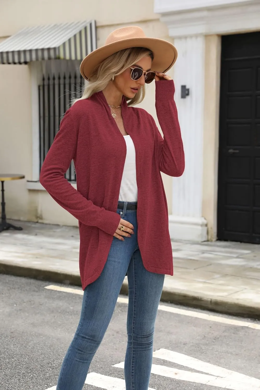 Cardigan Sweaters for Women Fashion Fall Lightweight Work Long Sleeve Tops Loose Casual Office Business Clothes