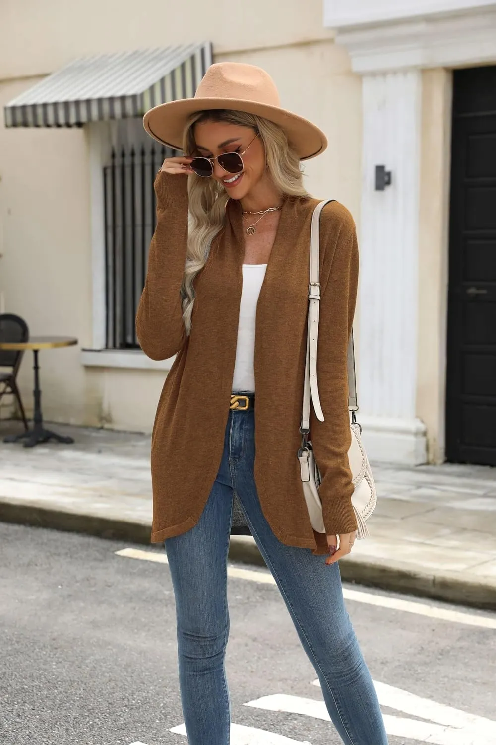 Cardigan Sweaters for Women Fashion Fall Lightweight Work Long Sleeve Tops Loose Casual Office Business Clothes