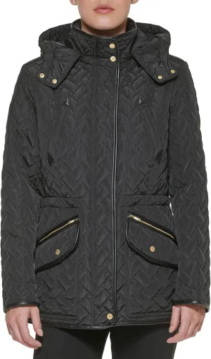 Cole Haan Women's Faux Trimmed Quilted Signature Coat