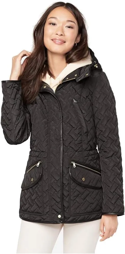 Cole Haan Women's Faux Trimmed Quilted Signature Coat