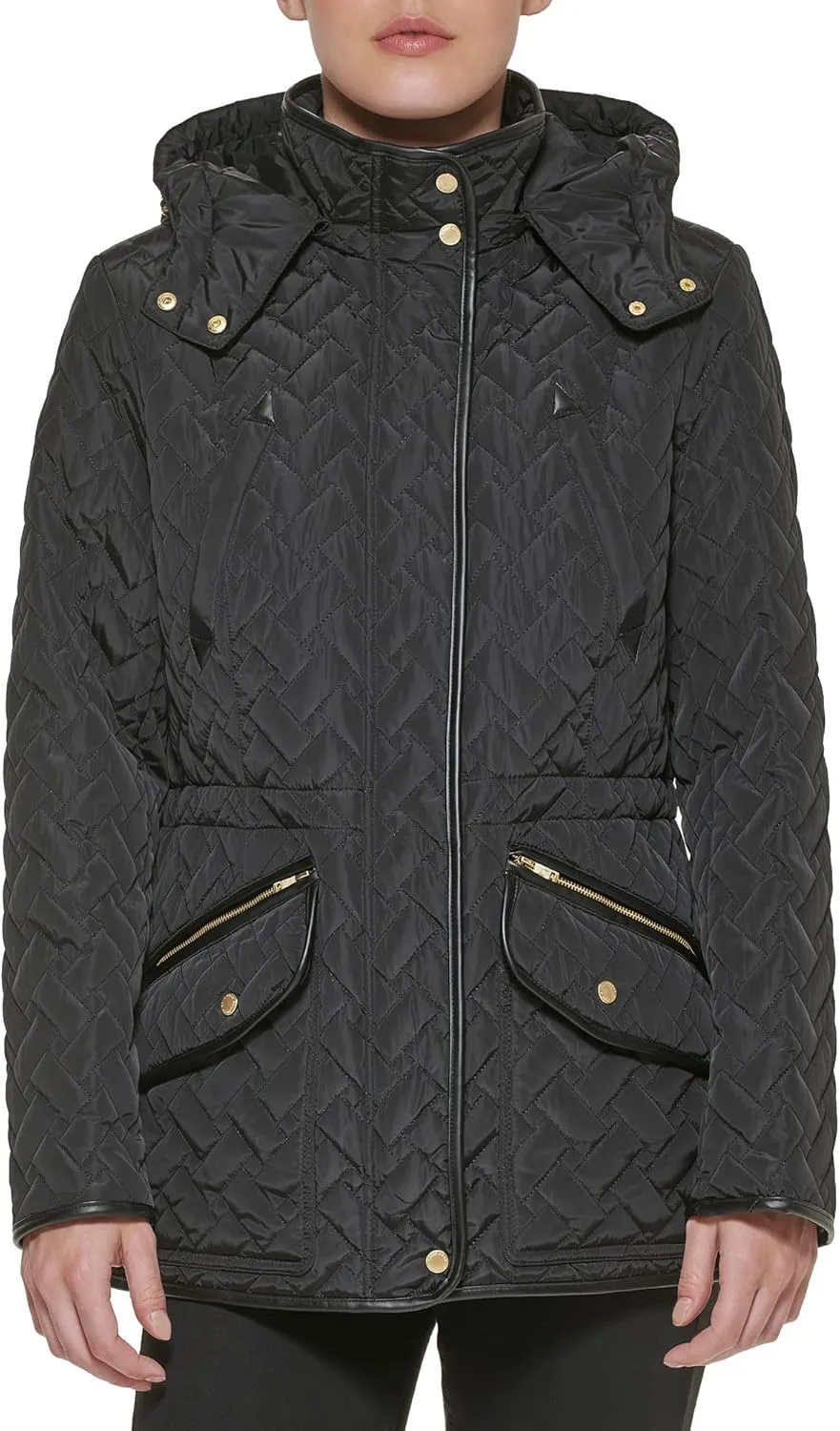Cole Haan Women's Faux Trimmed Quilted Signature Coat