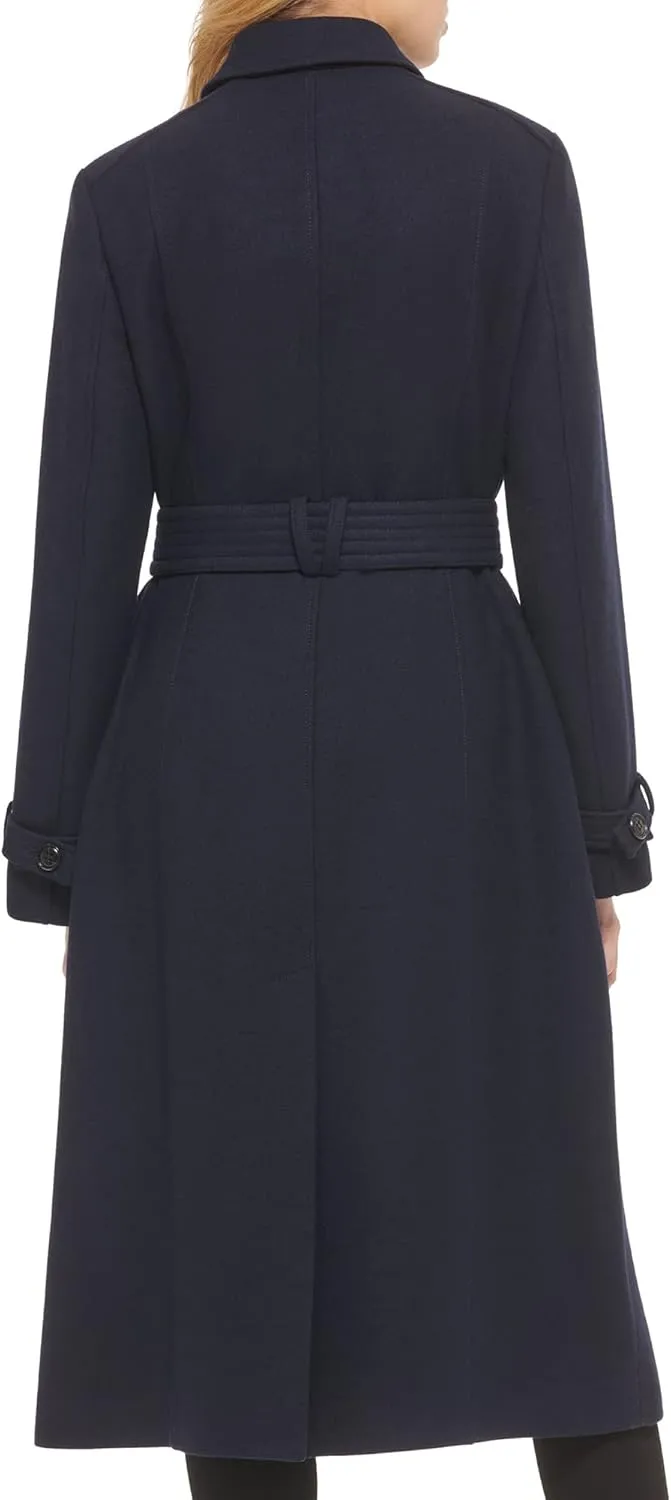 Cole Haan Women's Flared Trench Slick Wool Coat