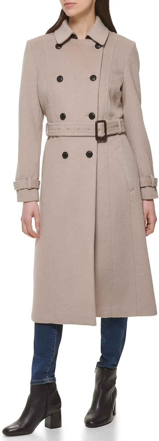 Cole Haan Women's Flared Trench Slick Wool Coat