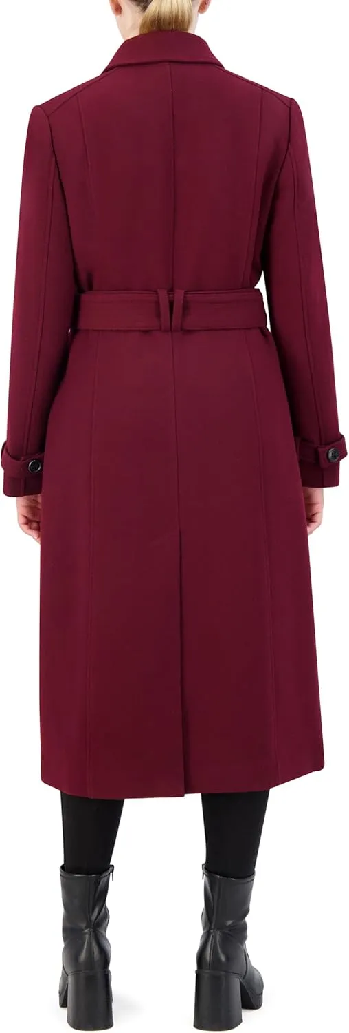 Cole Haan Women's Flared Trench Slick Wool Coat