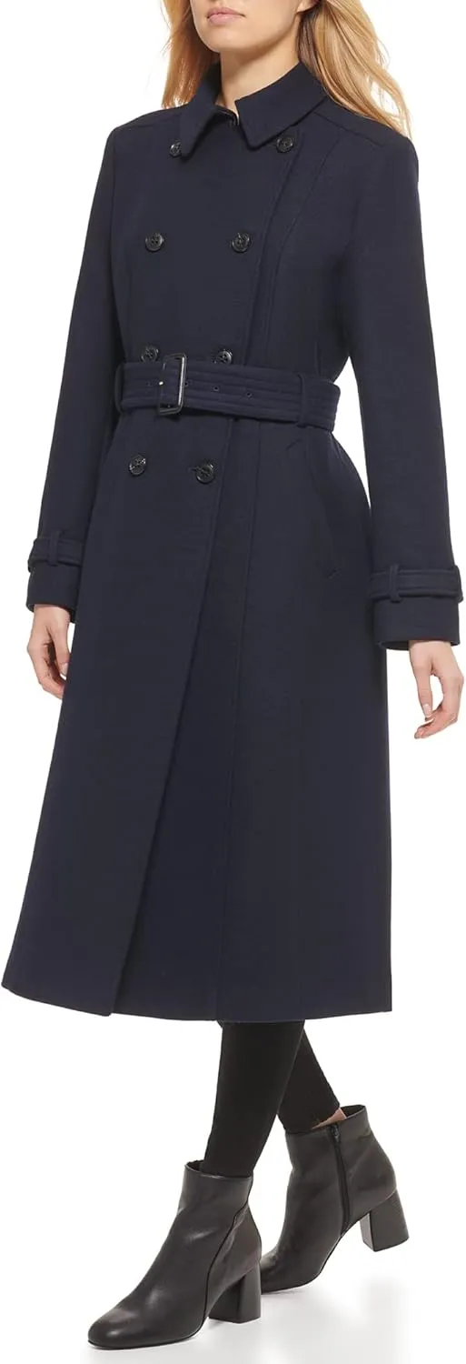 Cole Haan Women's Flared Trench Slick Wool Coat