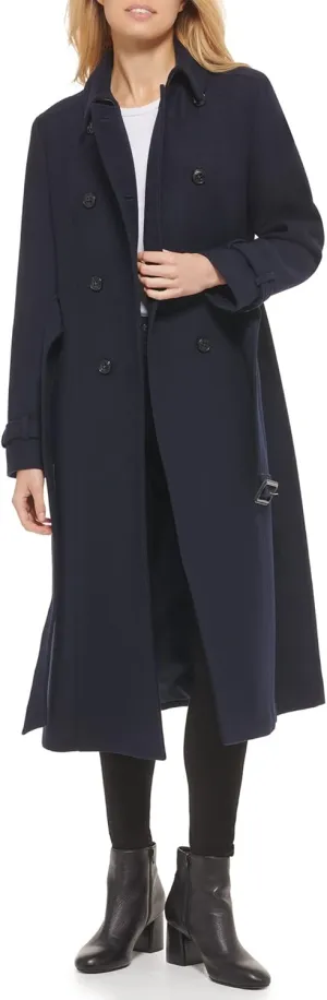 Cole Haan Women's Flared Trench Slick Wool Coat