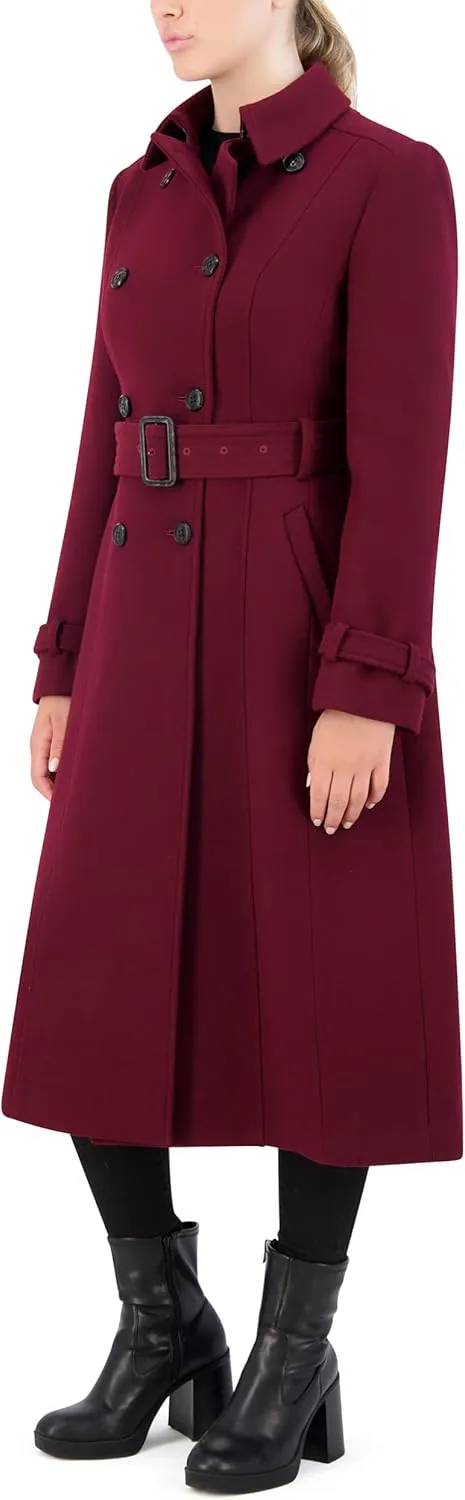 Cole Haan Women's Flared Trench Slick Wool Coat