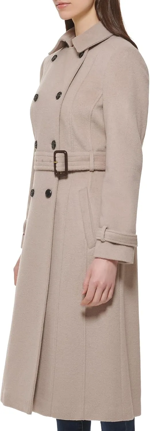 Cole Haan Women's Flared Trench Slick Wool Coat