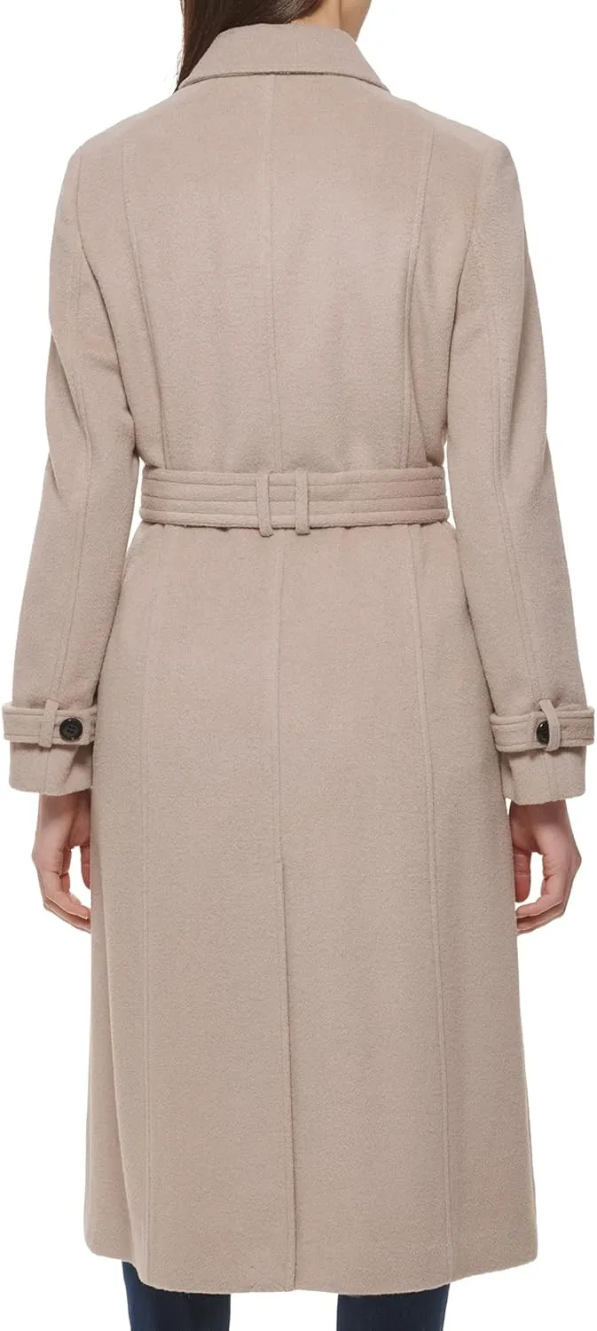 Cole Haan Women's Flared Trench Slick Wool Coat