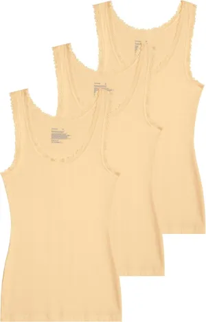 Comfneat Women's 3-Pack Sleepwear Lace Trim Tank Tops Stretchy Undershirts
