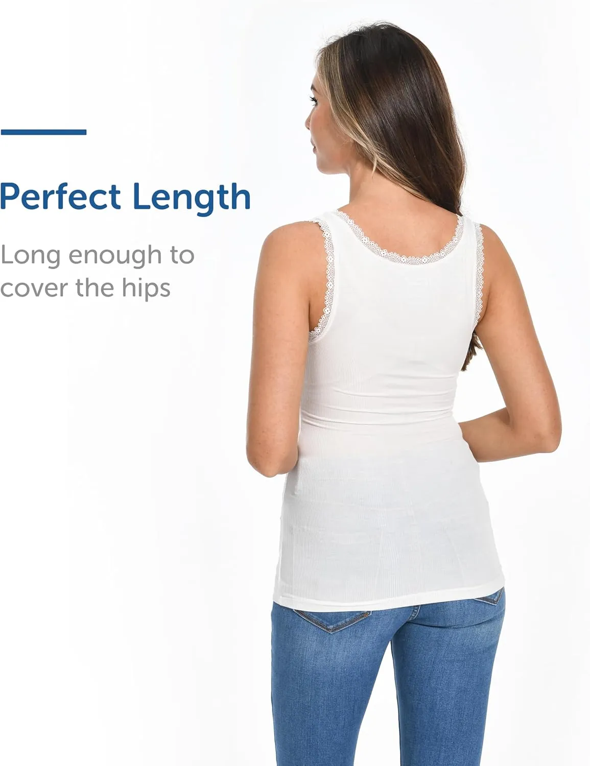 Comfneat Women's 3-Pack Sleepwear Lace Trim Tank Tops Stretchy Undershirts